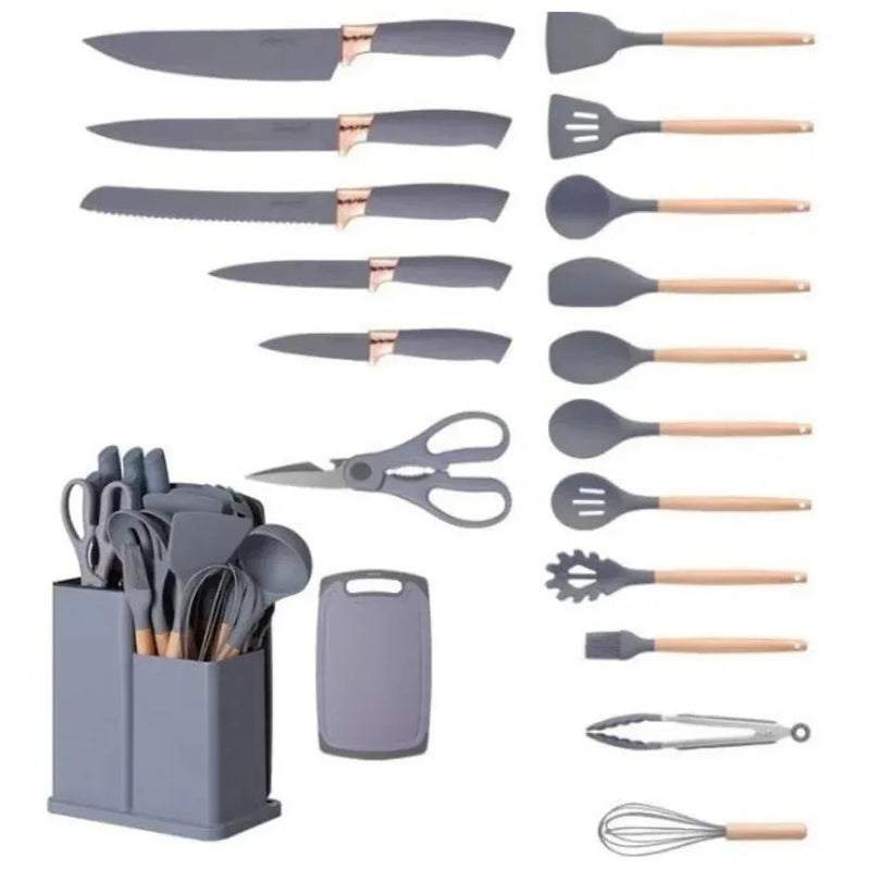 Kit 19 Peças Utensílios de Cozinha Com Tábua em Silicone